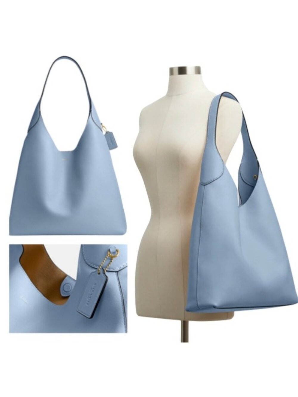 AUTHENTIC COACH LARGE BROOKLYN 39 IN BLUEBELL HOBO HANDBAG